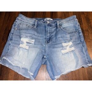 Vigoss Womens Denim‎ Shorts Distressed Frayed Blue Size 26
